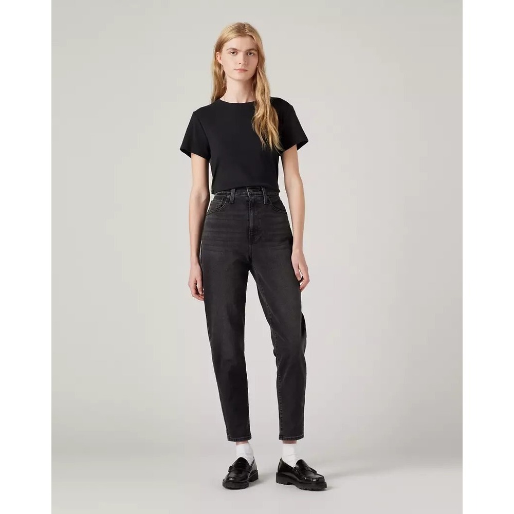 Levi's Black High-Waisted Tapered Relaxed Minimalist Mom Jeans Size 31×30
